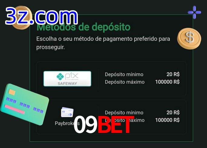 O cassino 09Bet oferece uma grande variedade de métodos de pagamento